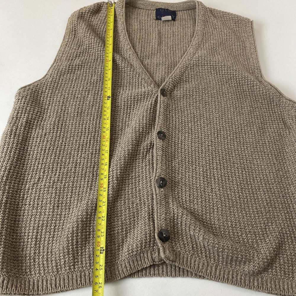 Old Glory Vintage Knit Sleeveless Button Up Vest Mens L Classic Basic Golf Beige - Picture 5 of 9